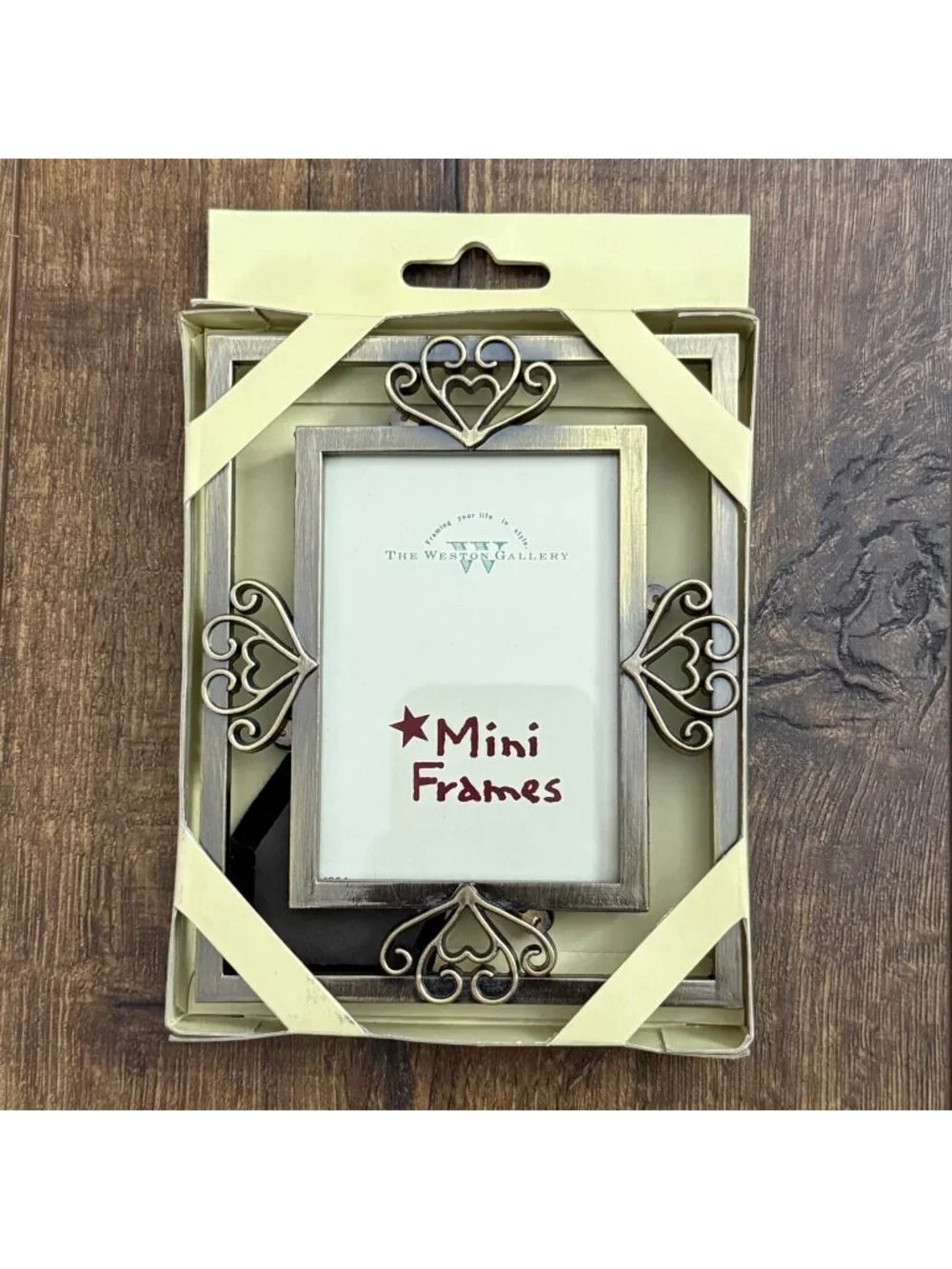 Weston Gallery 4 Heart Accents Brass Mini Frame 2